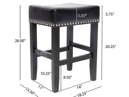 Soltique - Backless Dining Counter Stool With Nailhead Trim (Set of 2)