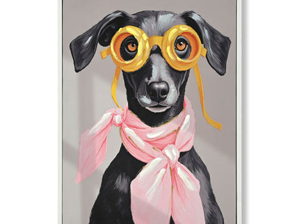 Vacation Day Puppy Wall Decor, Graphic Art Print On Wrapped Canvas - Pink / Black