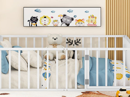 Metal Floor Bed Frame With Fence And Door
