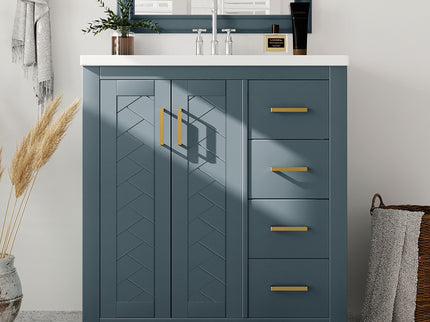 Bathroom Vanity With Sink, Storage Cabinet, Freestanding Set With 3 Drawers & Soft Closing Doors