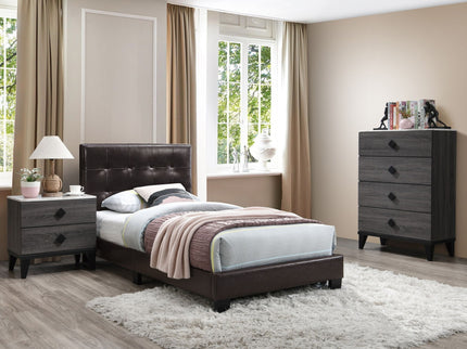 Contemporary Style Bed, Rectangle Headboard