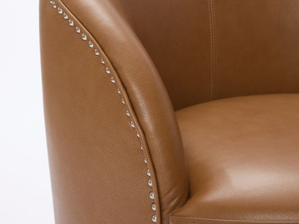 Swivel Accent Chair With 360° Smooth Spin - Black / Light Brown / Silver