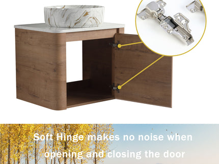 Wall Mounted Bathroom Vanity With Art Sink, 1 Soft Close Door
