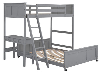 Full Over Full Bunk Bed With Desk