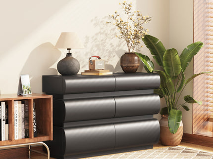 Minimalist Modern 6 Drawer Dresser, Handle Free Design With Wide Storage