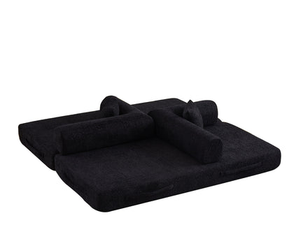 Convertible Sleeper Sofa Bed With Cylindrical Pillow