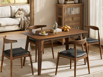 5 Piece Dining Set With 1 Table And 4 Upholstered Chairs - Walnut / Black