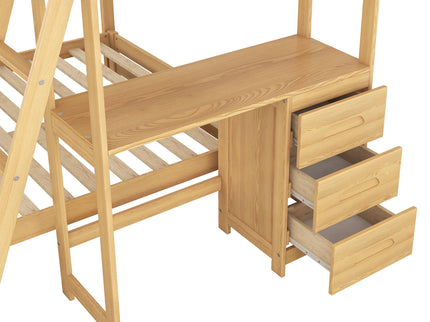 Bunk Bed With Built In Desk And 3 Drawers
