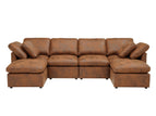 Light Brown / 3 Pc. Symmetrycal Sectional, 2 Ottomans