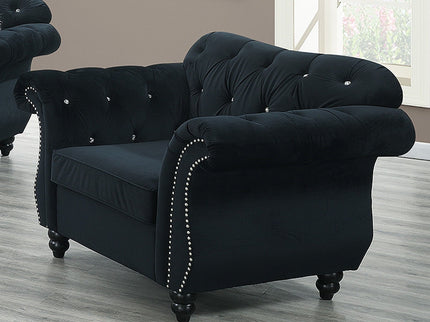 Tufted Chair With Nailhead Trim For Living Room - Black