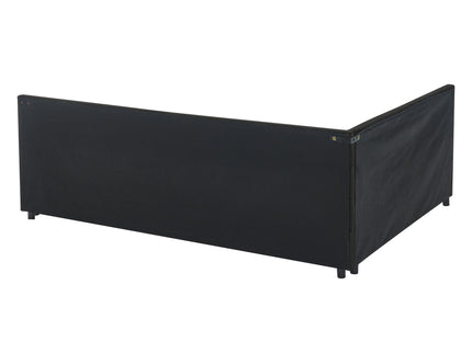 Mid-Century Storage Upholstered Tufted Bed Frame With Backrest And Armrests