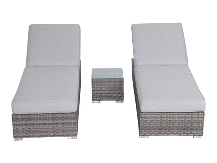 3 Piece Chaise Lounge Set With Adjustable Reclining - Gray Mix