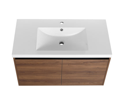 Bathroom Vanity Set With Resin Countertop Sink And 2 Doors, Engineered Wood