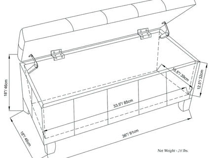 Dover - Upholstered Storage Ottoman Bench