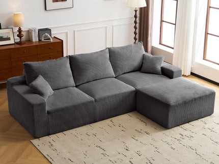 L Shaped Sectional Sofa, Full Compression 3 Seater Cloud Couch With Chaise