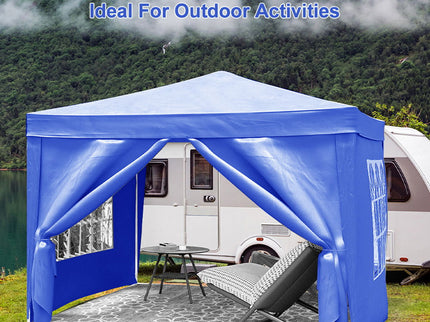 10'X10' Folding Canopy With 4 Removable Sidewalls Outdoor Event Shelter UPF 50+ Gazebo Portable Tents For Parties Beach Camping Wedding Ez Pop Up Canopy 4 Pieces Weight Bag + Carry Bag
