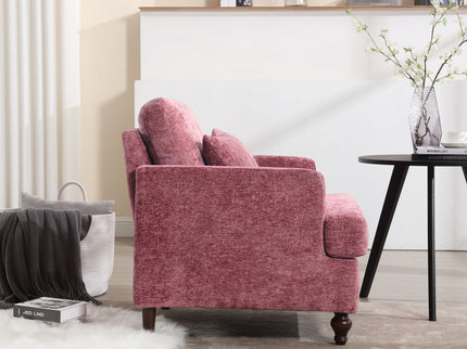 Modern Mid Century Wood Frame Armchair With Tufted Design