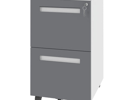 2-Drawer Mobile File Cabinet With Lock,On 360° Wheels, Holds A4/Letter/Legal Files - White