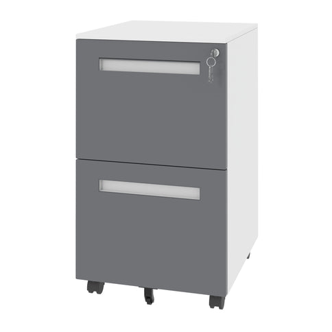 2-Drawer Mobile File Cabinet With Lock,On 360° Wheels, Holds A4/Letter/Legal Files - White