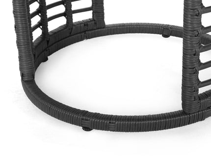 Achill - Outdoor Modern Boho Wicker Side Table With Glass Top - Gray