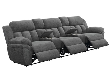 Divine - 5 Piece Power Reclining Home Theater Seating Set With Memory Foam Cushions And Storage Consoles
