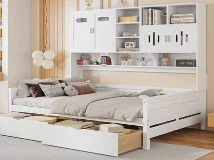Daybed With All-In-One Cabinet And Shelf