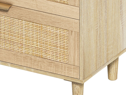 Rattan Dresser With 6 Drawers, Legs & Handles, Storage Cabinet - Natural