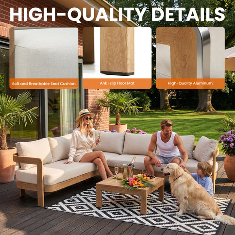Outdoor Patio Sectional Sofa Set - Oak