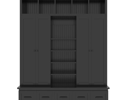 Hall Tree & Bench And 5 Storage Cubbies