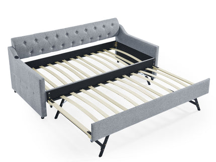 Size Upholstered Daybed With Trundle And USB Charging Armrest