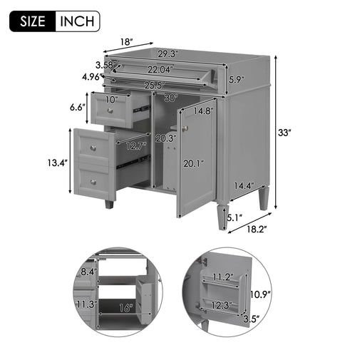 Bathroom Vanity With 2 Drawers And Tip-Out Drawer, Storage Cabinet