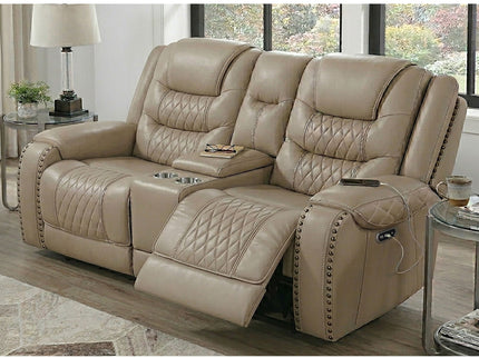 Power Motion Reclining Loveseat With Console Adjustable Headrest Cup Holders - Toffee