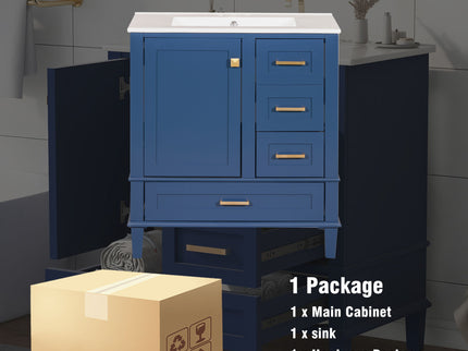 Bathroom Vanity, Modern Bathroom Cabinet With Sink Combo Set, Bathroom Storage Cabinet With A Soft Closing Door And 3 Drawers, Solid Wood Frame