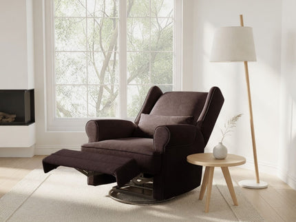 Extra Wide Swivel Recliner Glider Chair With Footrest - Brown