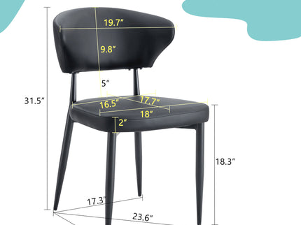 Minimalist Ergonomic Dining Chair With Curved Backres (Set of 4)
