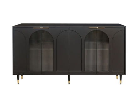 Accent Cabinet Lacquered Wooden Cabinet With 4 Glass Doors Sideboard Buffet Server Cabinet Storage Cabinet, For Living Room, Entryway, Hallway, Office, Kitchen And Dining Room