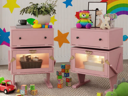 Robot LED Nightstand With 360° Rotating Drawer