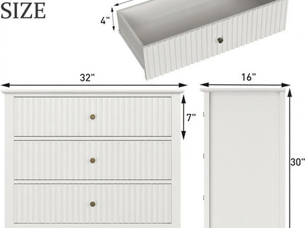 3 Drawer Nightstand, Wide With Soft Close Slides - White