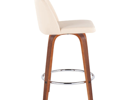 Toriano - Mid-Century Modern Fixed Height Counter Stool With Round Footrest (Set of 2)
