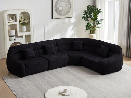 Luxury Curved Corner Sectional Sofa With 4 Pillows
