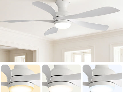 52" Ceiling Fan With 3 Color Dimmable LED Light, DC Reversible Motor, 6 Speed Settings