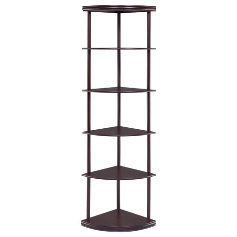 Corner Bookcase With 5 Shelves, Compact Design For Living Room - Cappuccino