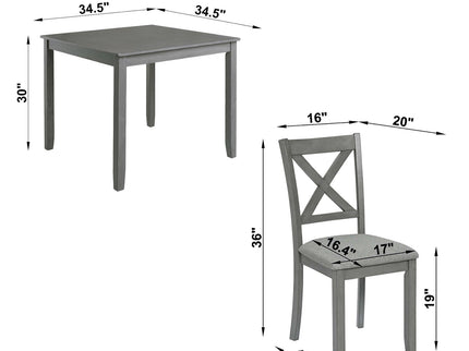 5 Piece Dining Table Set With 4 Chairs For Kitchen - Gray