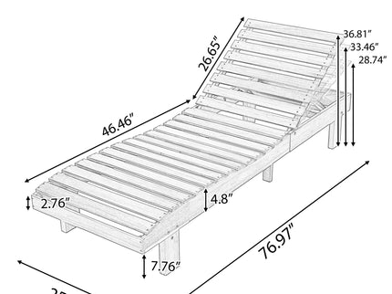 Chaise Lounge With Multi Fold Cushion, 3 Position Adjustable Backrest For Patio - Beige / Teak