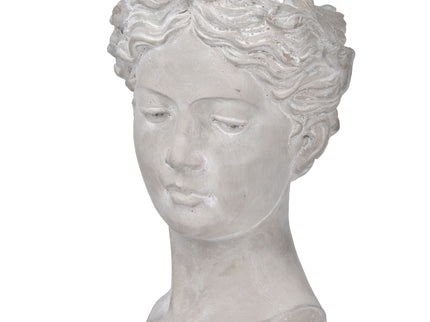 Greek Style Cement Head Planter Indoor Outdoor Home, Garden Decor - Gray