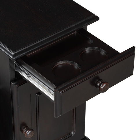 Vintage Flip Top Side Table With USB Ports