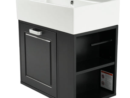 Modern Wall Mounted Bathroom Vanity With Sink, Soft Close Drawer, Adjustable Shelf, Toilet Paper Holder