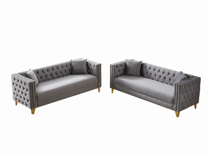 Deep Seat Sofa With Button Nailhead, Square Arm Couches