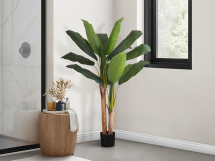 55" Tall, Artificial Plant, Banana Tree, Indoor, Faux, Fake, Floor, Greenery, Potted, Real Touch, Decorative - Green / Black