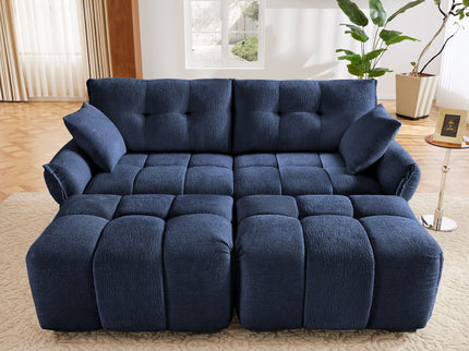Sofa Set With Ottoman And Pillows, Textured, High Resilience Cushions